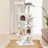 NNEDSZ Cat Tree 134cm Trees Scratching Post Scratcher Tower Condo House Furniture Wood Beige