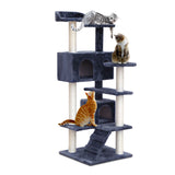NNEDSZ Cat Tree 134cm Trees Scratching Post Scratcher Tower Condo House Furniture Wood Grey