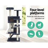 NNEDSZ Cat Tree 134cm Trees Scratching Post Scratcher Tower Condo House Furniture Wood Grey