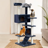 NNEDSZ Cat Tree 134cm Trees Scratching Post Scratcher Tower Condo House Furniture Wood Grey