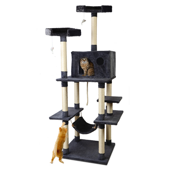 NNEDSZ Cat Tree 184cm Trees Scratching Post Scratcher Tower Condo House Furniture Wood