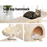 NNEDSZ Cat Tree 100cm Trees Scratching Post Scratcher Tower Condo House Furniture Wood Beige