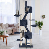 NNEDSZ Cat Tree 244cm Trees Scratching Post Scratcher Tower Condo House Furniture Wood