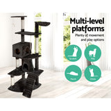 NNEDSZi.Pet Cat Tree 193cm Trees Scratching Post Scratcher Tower Condo House Furniture Wood