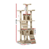NNEDSZ Cat Tree 180cm Trees Scratching Post Scratcher Tower Condo House Furniture Wood Beige