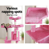 NNEDSZi.Pet Cat Tree 180cm Trees Scratching Post Scratcher Tower Condo House Furniture Wood Pink