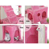 NNEDSZi.Pet Cat Tree 180cm Trees Scratching Post Scratcher Tower Condo House Furniture Wood Pink