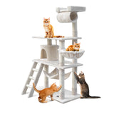 NNEDSZ Cat Tree 141cm Trees Scratching Post Scratcher Tower Condo House Furniture Wood Beige