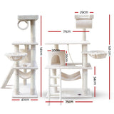 NNEDSZ Cat Tree 141cm Trees Scratching Post Scratcher Tower Condo House Furniture Wood Beige