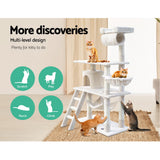 NNEDSZ Cat Tree 141cm Trees Scratching Post Scratcher Tower Condo House Furniture Wood Beige