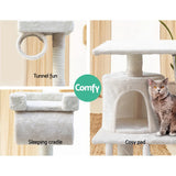 NNEDSZ Cat Tree 141cm Trees Scratching Post Scratcher Tower Condo House Furniture Wood Beige