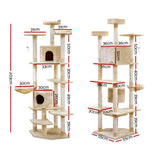 NNEDSZ Cat Tree 203cm Trees Scratching Post Scratcher Tower Condo House Furniture Wood Beige