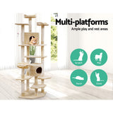 NNEDSZ Cat Tree 203cm Trees Scratching Post Scratcher Tower Condo House Furniture Wood Beige