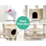 NNEDSZ Cat Tree 203cm Trees Scratching Post Scratcher Tower Condo House Furniture Wood Beige