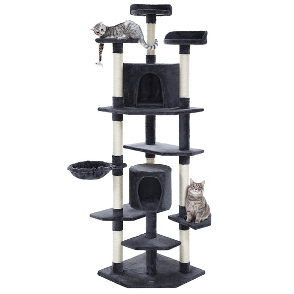 NNEDSZ Cat Tree 203cm Trees Scratching Post Scratcher Tower Condo House Furniture Wood
