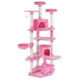 NNEDSZ Cat Tree 203cm Trees Scratching Post Scratcher Tower Condo House Furniture Wood Pink
