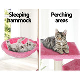 NNEDSZ Cat Tree 203cm Trees Scratching Post Scratcher Tower Condo House Furniture Wood Pink