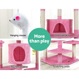 NNEDSZ Cat Tree 203cm Trees Scratching Post Scratcher Tower Condo House Furniture Wood Pink