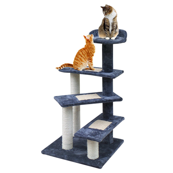 NNEDSZ Cat Tree 100cm Trees Scratching Post Scratcher Tower Condo House Furniture Wood Steps