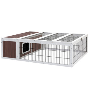 NNEDSZ Wooden Rabbit Hutch Chicken Coop Run Cage Habitat House Outdoor Large