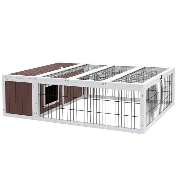 NNEDSZ Wooden Rabbit Hutch Chicken Coop Run Cage Habitat House Outdoor Large