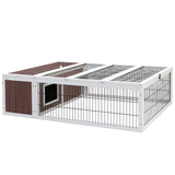 NNEDSZ Wooden Rabbit Hutch Chicken Coop Run Cage Habitat House Outdoor Large