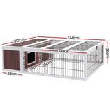 NNEDSZ Wooden Rabbit Hutch Chicken Coop Run Cage Habitat House Outdoor Large