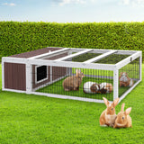 NNEDSZ Wooden Rabbit Hutch Chicken Coop Run Cage Habitat House Outdoor Large