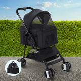 NNEDSZ Pet Stroller Dog Carrier Foldable Pram 3 IN 1 Middle Size Black