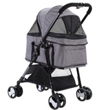 NNEDSZ Pet Stroller Dog Carrier Foldable Pram 3 IN 1 Middle Size Grey
