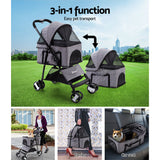 NNEDSZ Pet Stroller Dog Carrier Foldable Pram 3 IN 1 Middle Size Grey