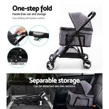 NNEDSZ Pet Stroller Dog Carrier Foldable Pram 3 IN 1 Middle Size Grey