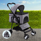 NNEDSZ Pet Stroller Dog Carrier Foldable Pram 3 IN 1 Middle Size Grey
