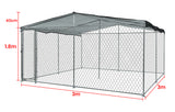 NNEMB 3x3m Outdoor Chain Wire Dog Enclosure Kennel with Shade Cover for Dog-Puppy