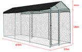 NNEMB 4.5x1.5m Outdoor Chain Wire Dog Enclosure Kennel with Shade Cover