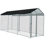 NNEMB 4.5x1.5m Outdoor Chain Wire Dog Enclosure Kennel with Shade Cover