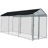 NNEMB 4.5x1.5m Outdoor Chain Wire Dog Enclosure Kennel with Shade Cover