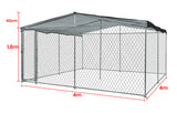 NNEMB 4x4m Outdoor Chain Wire Dog Enclosure Kennel with Black Shade Cover
