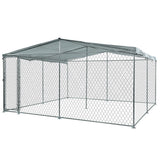NNEMB 4x4x1.8m Outdoor Chain Wire Dog Enclosure Kennel with Shade Cover