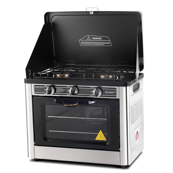 NNEDSZ 3 Burner Portable Oven - Silver & Black