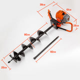 NNEMB Post Hole Digger 62CC Posthole Earth Auger Fence Borer Petrol Drill Bit