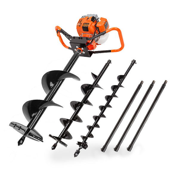 NNEMB Post Hole Digger 75CC Posthole Earth Auger Fence Borer Petrol Drill Bit