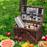 NNEDSZ 4 Person Picnic Basket Set Folding Outdoor Insulated Liquor bag