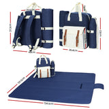 NNEDSZ Picnic Basket Backpack Set Cooler Bag 4 Person Outdoor Liquor Blue