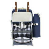 NNEDSZ Picnic Basket Backpack Set Cooler Bag 4 Person Outdoor Liquor Blue