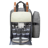 NNEDSZ Picnic Basket Backpack Set Cooler Bag 4 Person Outdoor Insulated Liquor