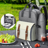 NNEDSZ Picnic Basket Backpack Set Cooler Bag 4 Person Outdoor Insulated Liquor