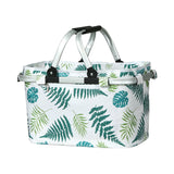 NNEDSZ Picnic Bag Basket Folding Hamper Camping Hiking Insulated White