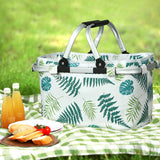 NNEDSZ Picnic Bag Basket Folding Hamper Camping Hiking Insulated White