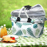 NNEDSZ Folding Picnic Bag Basket Hamper Camping Hiking Insulated Lunch Cooler